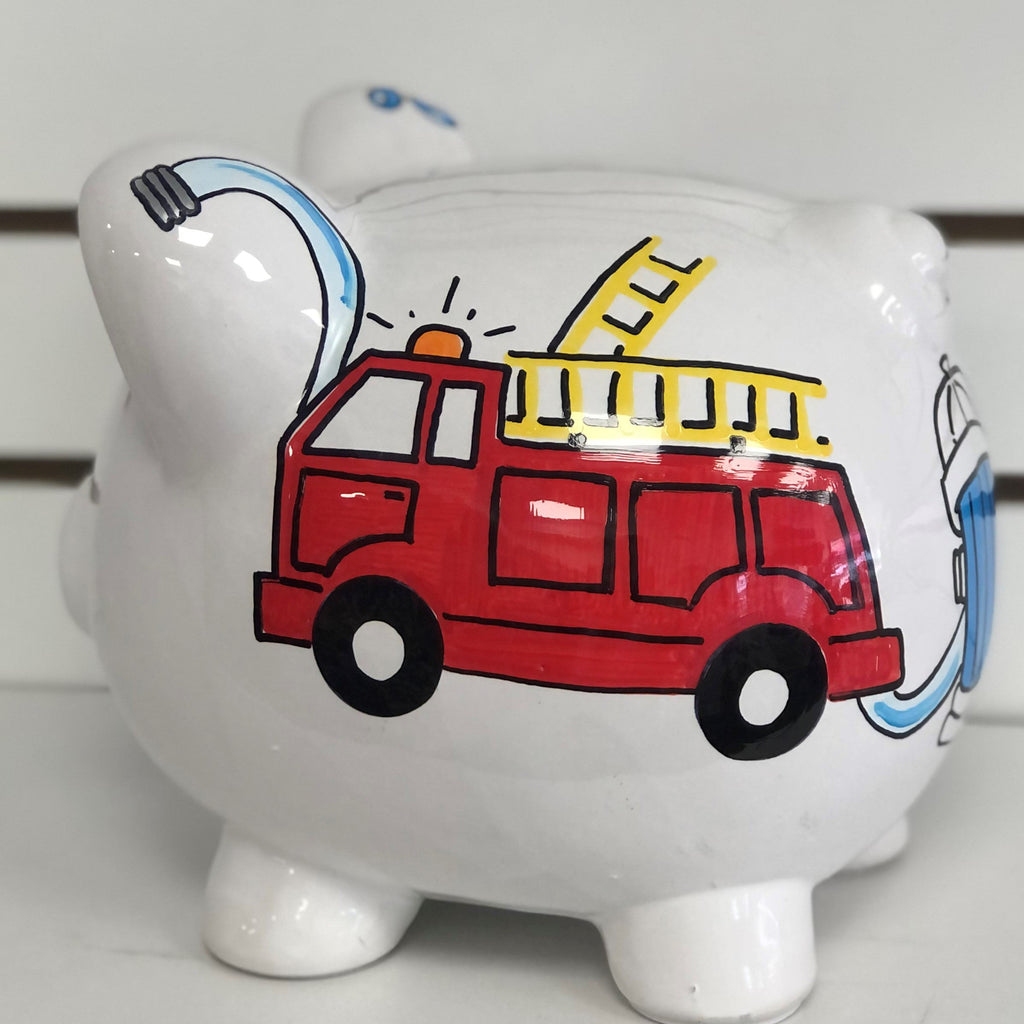 Large Piggy Bank - Firetruck