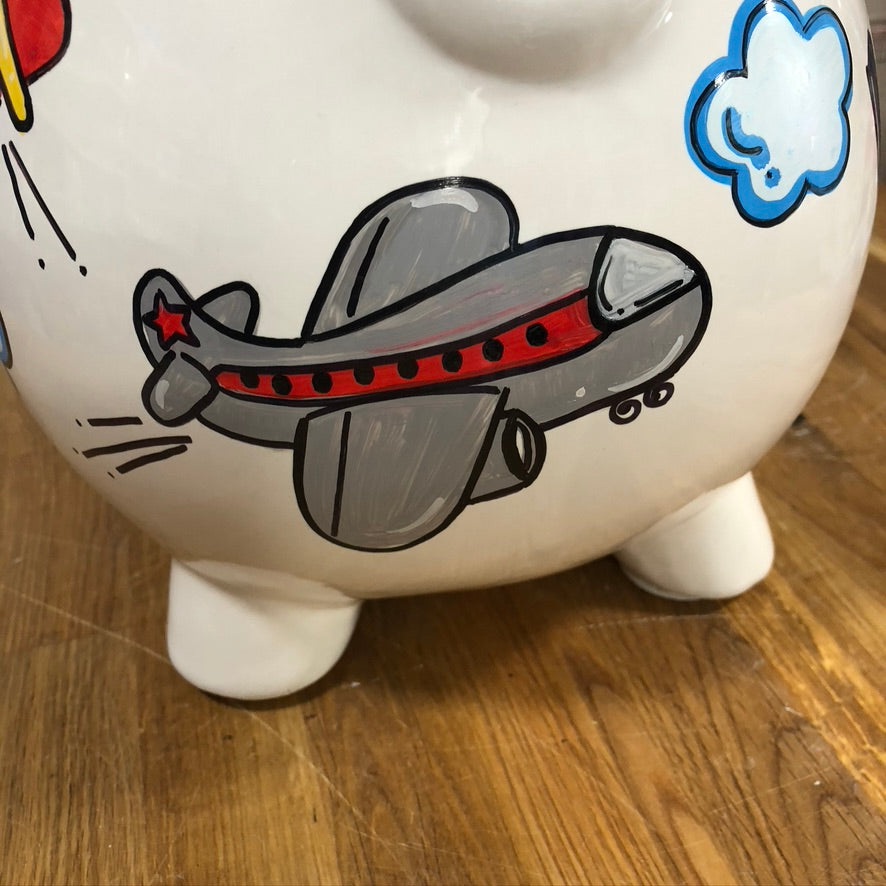 Large Piggy Bank - Airplanes