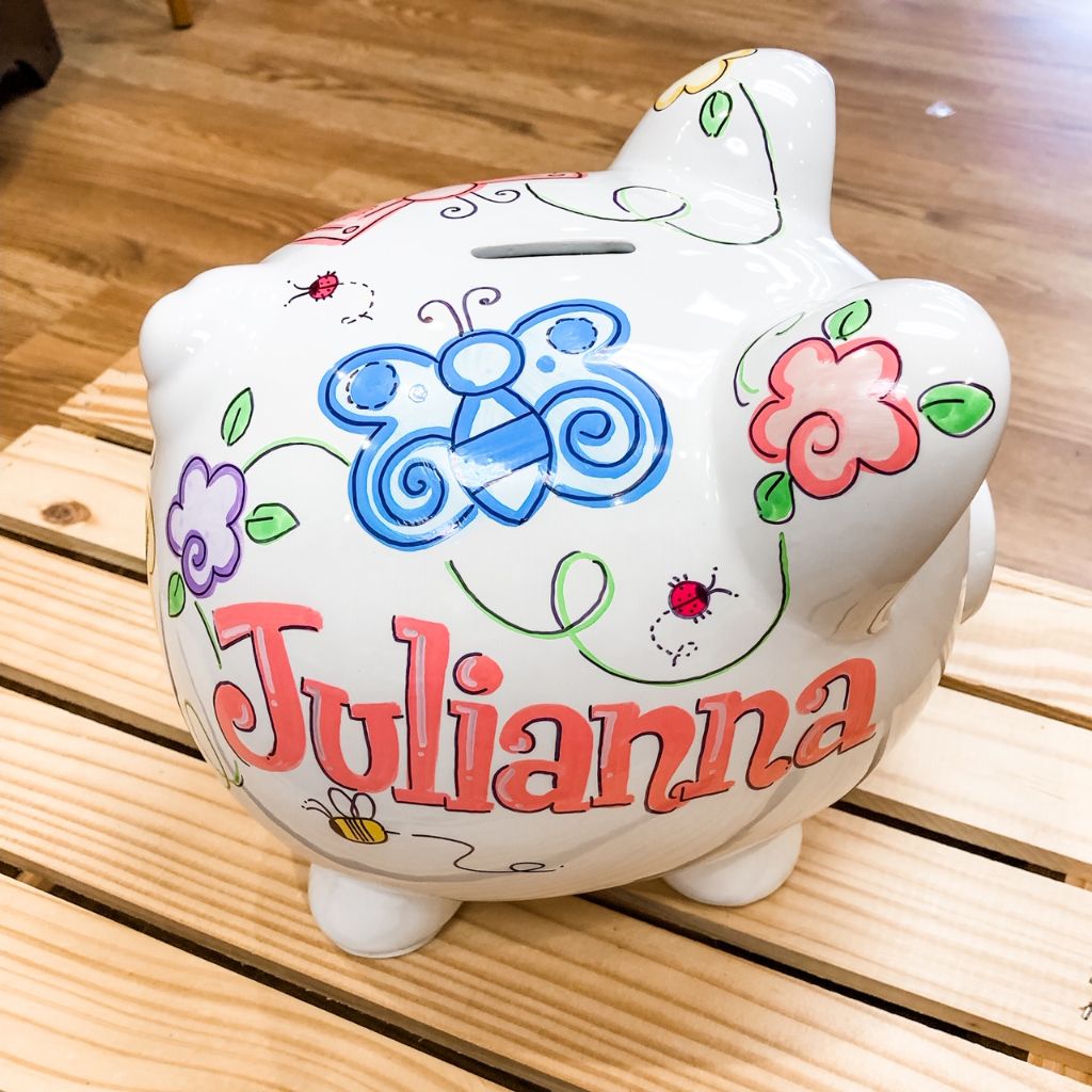Large Piggy Bank - Butterfly