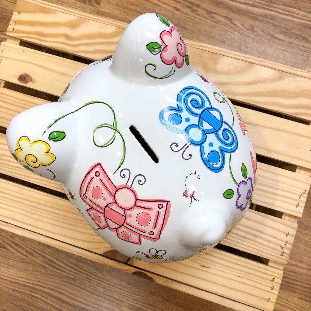 Large Piggy Bank - Butterfly
