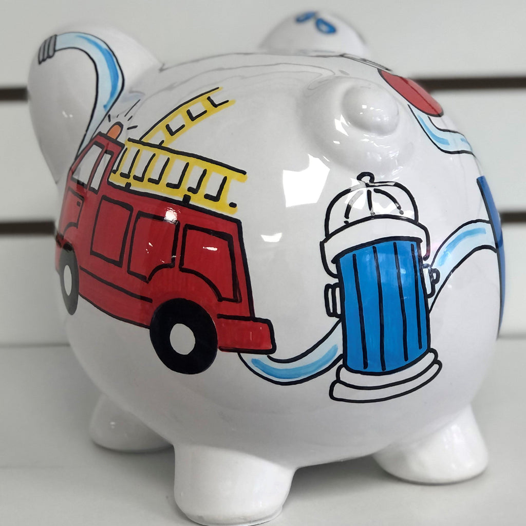 Large Piggy Bank - Firetruck