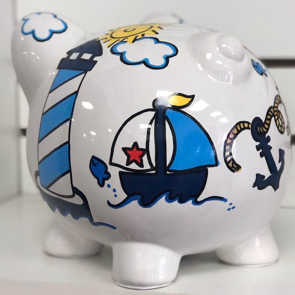 Large Piggy Bank - Nautical