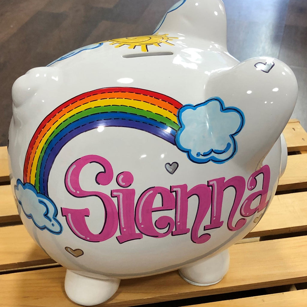 Large Piggy Bank - Rainbow
