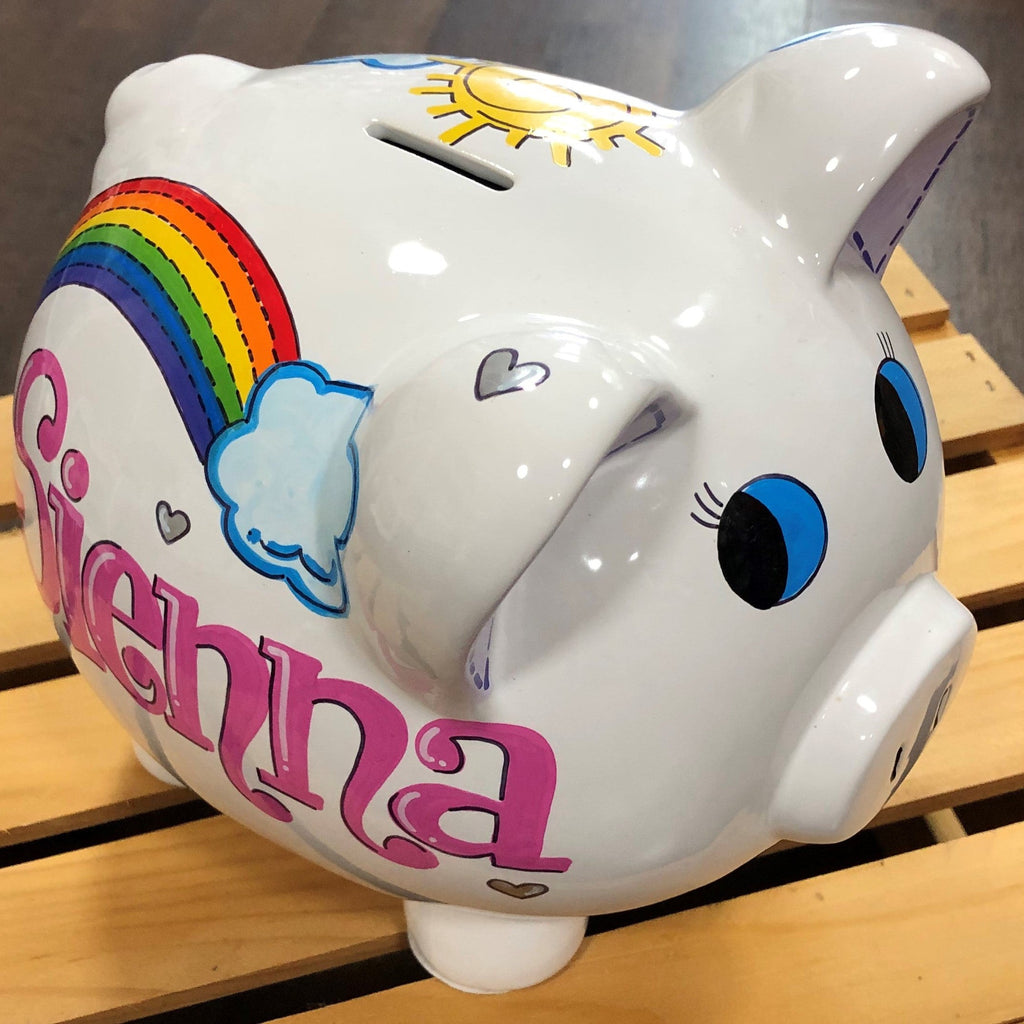 Large Piggy Bank - Rainbow