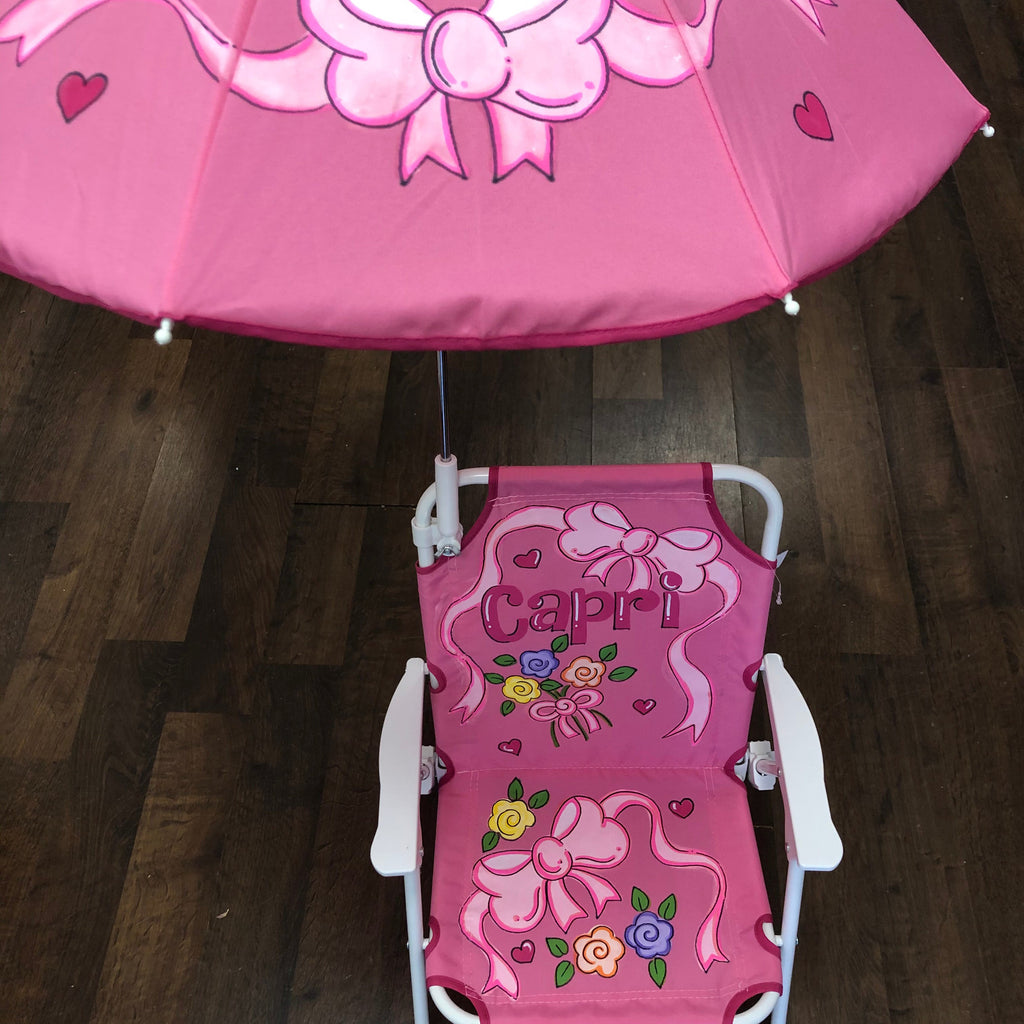 Baby Beach Chair with umbrella - Ribbons and Flowers